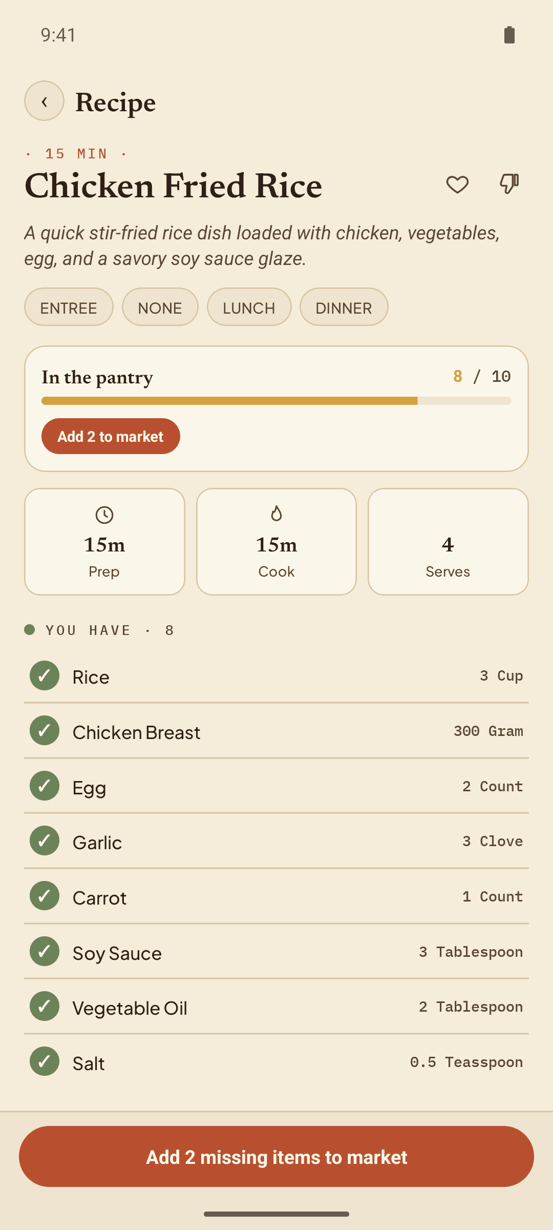Cook Smart: Matches recipes to your pantry