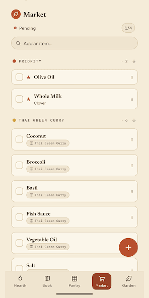 Cook Smart — pantry and shopping list