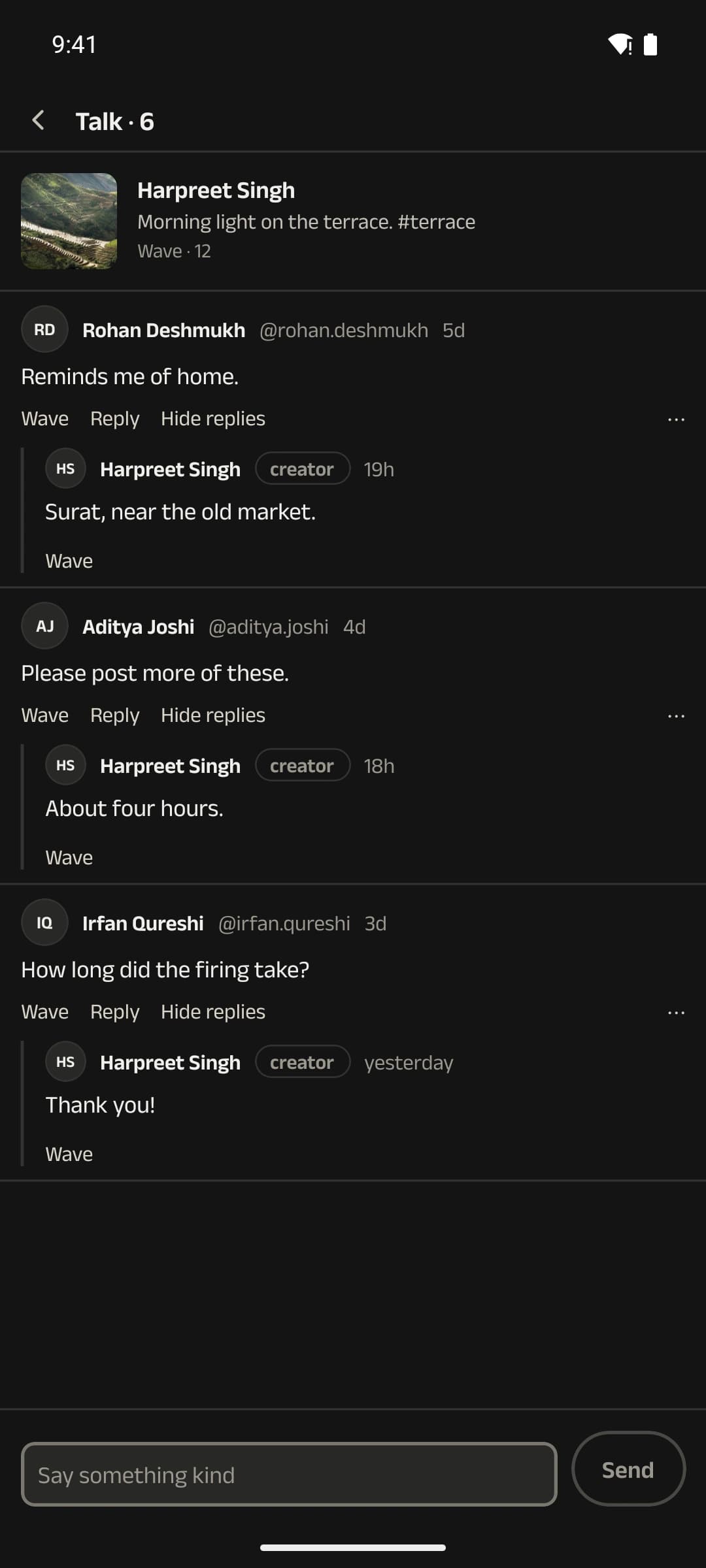 Tarang: Threaded replies under a post