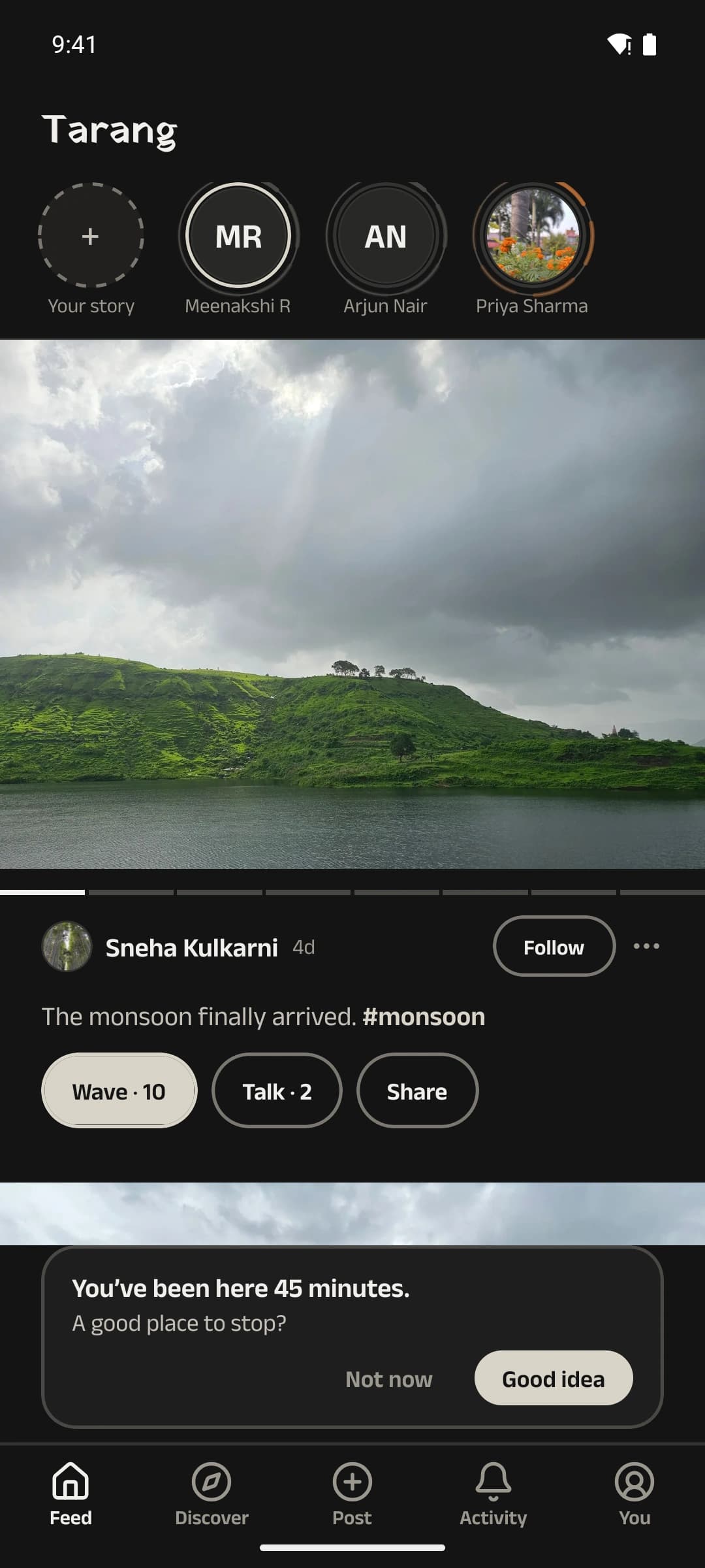 Tarang: The feed asks you to stop